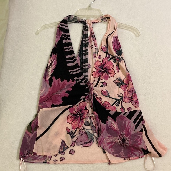 Floral Free People halter XL, pinks and black, NWT - Picture 4 of 15